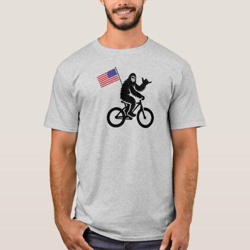 Bigfoot Cycling American Flag T_Shirt