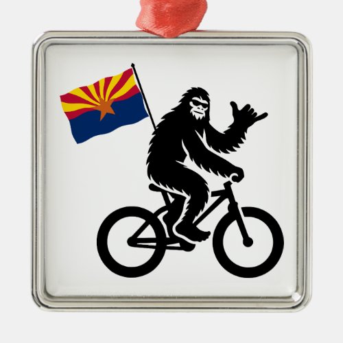 Bigfoot Cycling Arizona Flag Metal Ornament