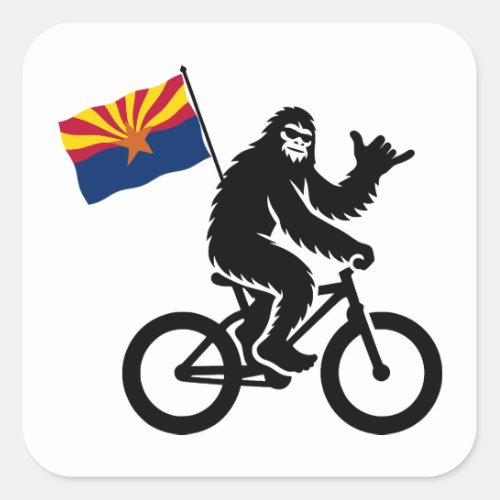 Bigfoot Cycling Arizona Flag Square Sticker