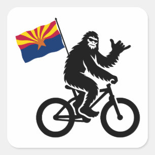 Bigfoot Cycling Arizona Flag Square Sticker