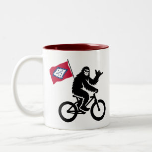 Bigfoot Cycling Arkansas Flag Two-Tone Coffee Mug