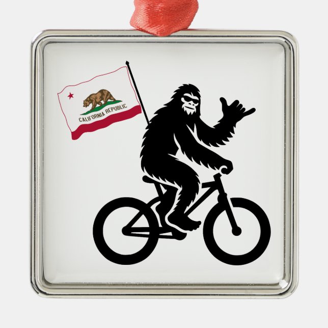 Bigfoot Cycling California Flag Metal Ornament (Front)