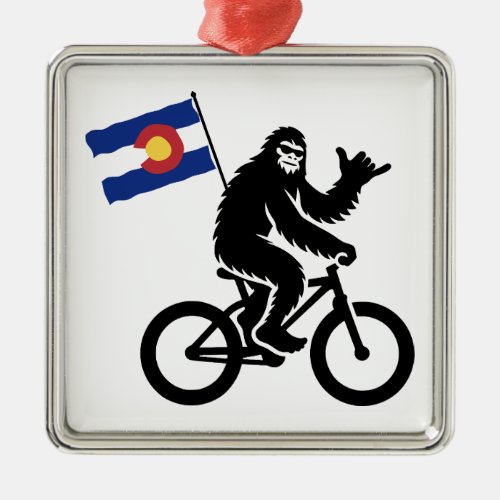 Bigfoot Cycling Colorado Flag Metal Ornament