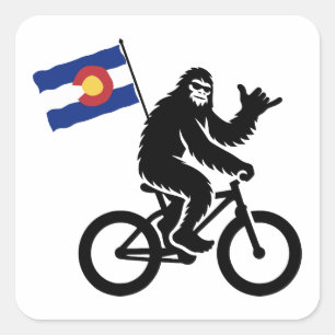 Bigfoot Cycling Colorado Flag Square Sticker