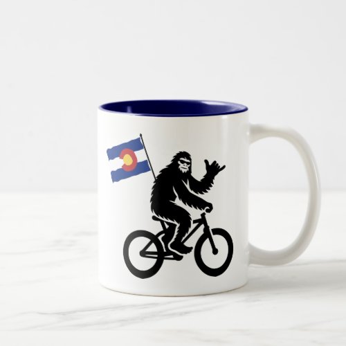 Bigfoot Cycling Colorado Flag Two_Tone Coffee Mug