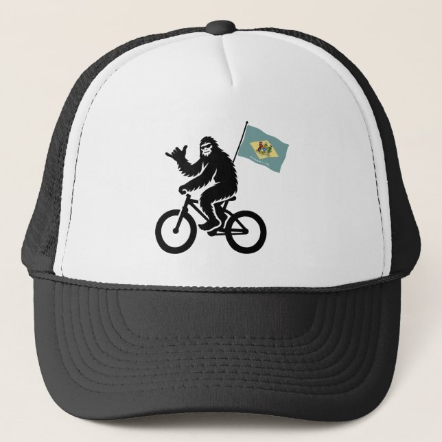 Bigfoot Cycling Delaware Flag Trucker Hat (Front)