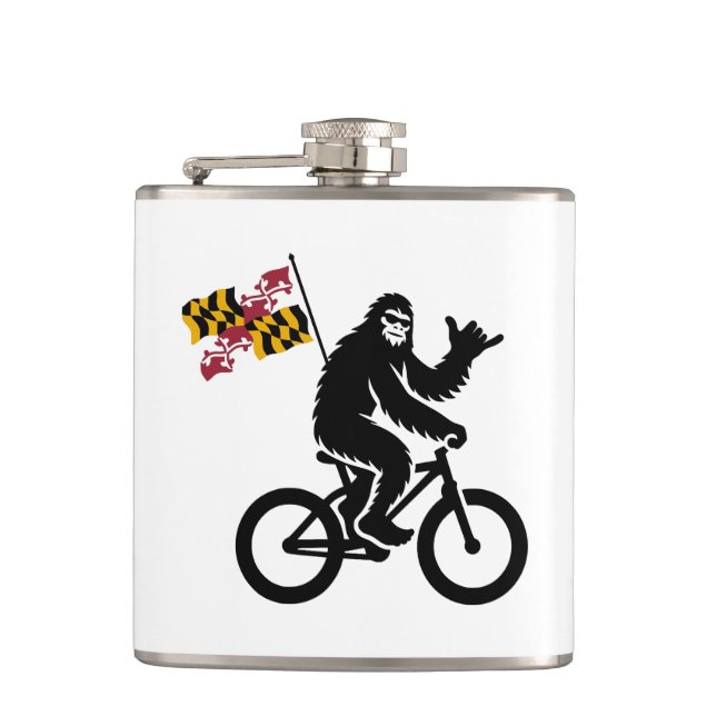 Bigfoot Cycling Maryland Flag Flask (Front)