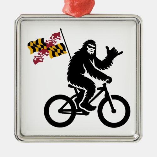 Bigfoot Cycling Maryland Flag Metal Ornament