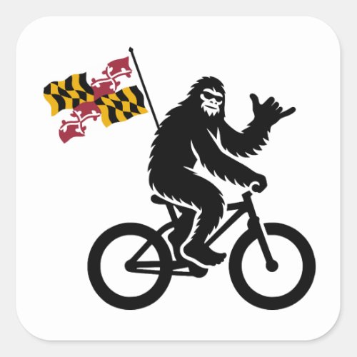 Bigfoot Cycling Maryland Flag Square Sticker