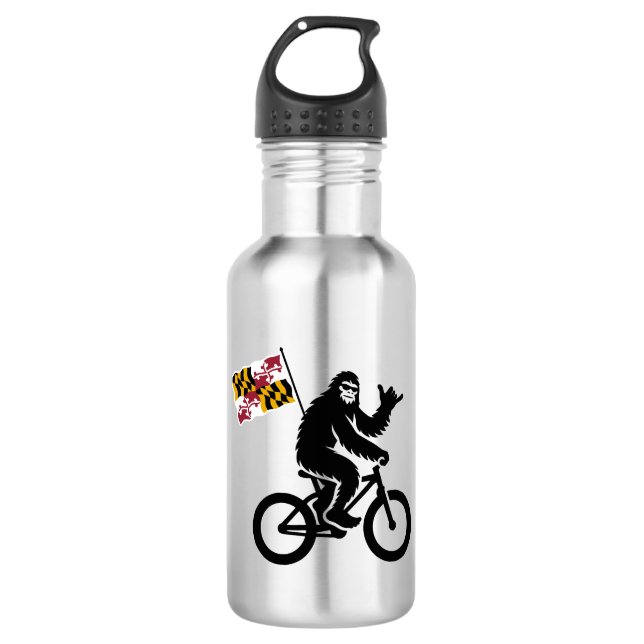 Bigfoot Cycling Maryland Flag Stainless Steel Water Bottle (Front)
