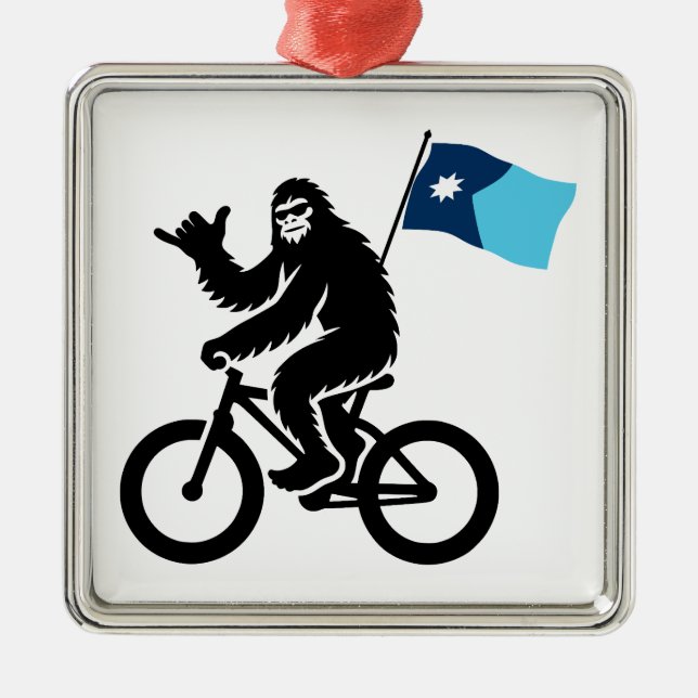 Bigfoot Cycling Minnesota Flag Metal Ornament (Front)