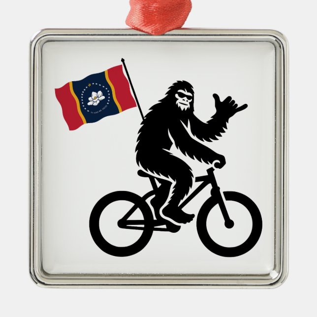 Bigfoot Cycling Mississippi Flag Metal Ornament (Front)