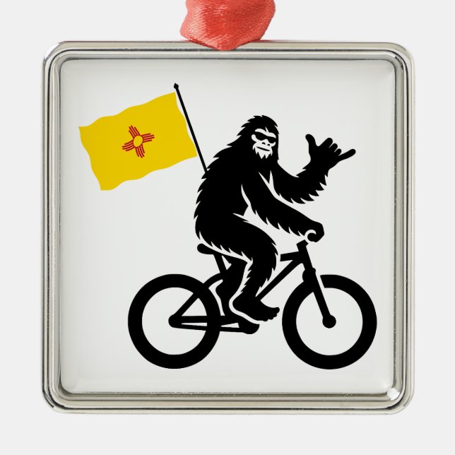 Bigfoot Cycling New Mexico Flag Metal Ornament (Front)