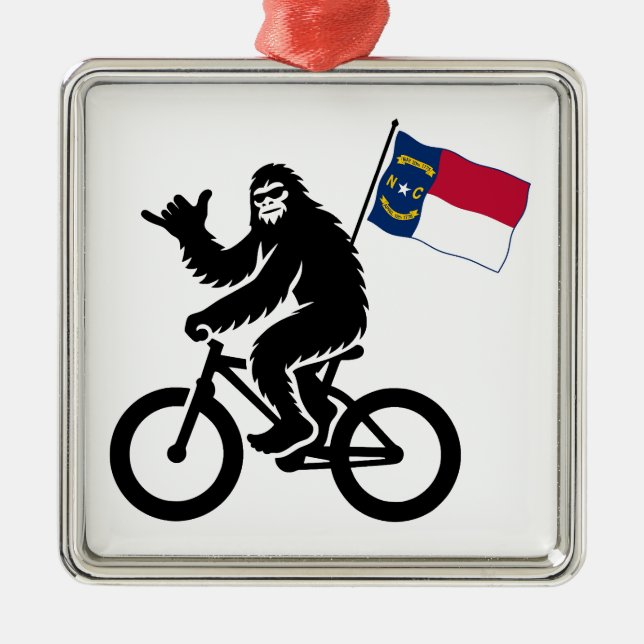 Bigfoot Cycling North Carolina Flag Metal Ornament (Front)