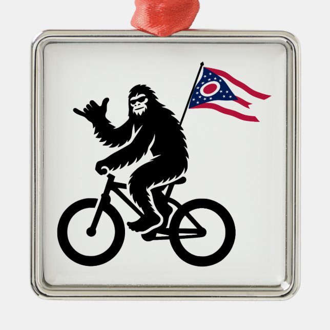 Bigfoot Cycling Ohio Flag Metal Ornament (Front)