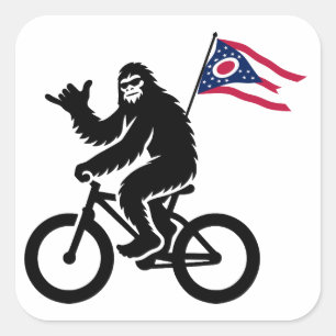 Bigfoot Cycling Ohio Flag Square Sticker