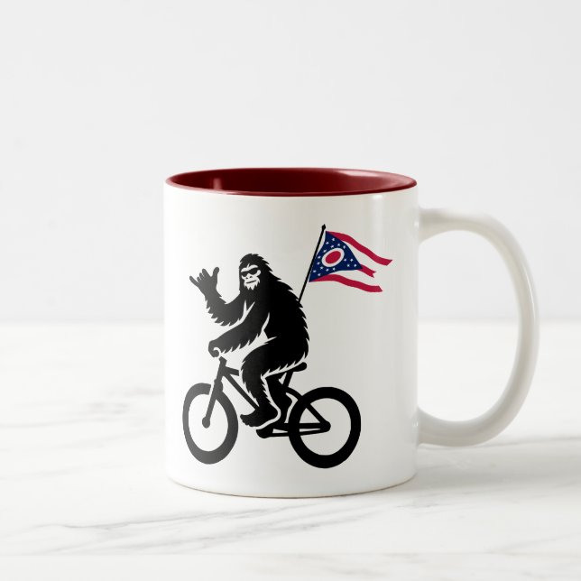 Bigfoot Cycling Ohio Flag Two-Tone Coffee Mug (Right)