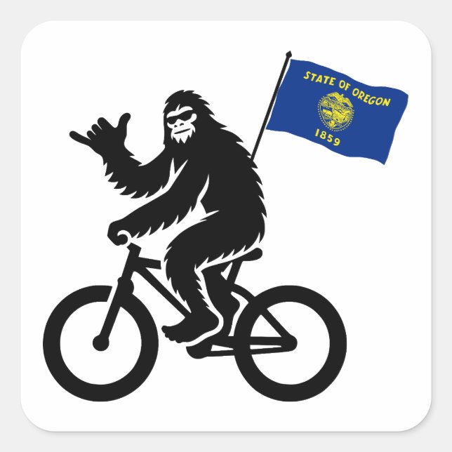 Bigfoot Cycling Oregon Flag Square Sticker (Front)