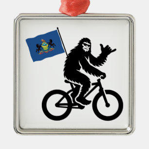 Bigfoot Cycling Pennsylvania Flag Metal Ornament