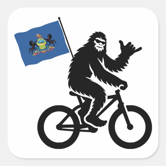 Bigfoot Cycling Pennsylvania Flag Square Sticker (Front)