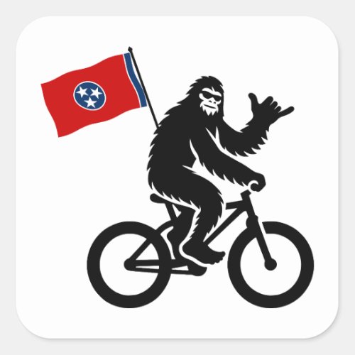 Bigfoot Cycling Tennessee Flag Square Sticker