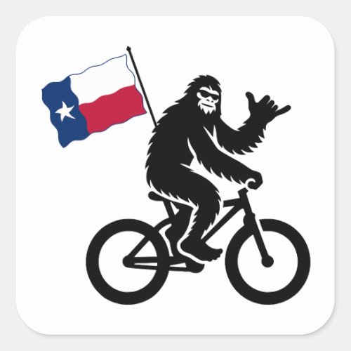 Bigfoot Cycling Texas Flag Square Sticker