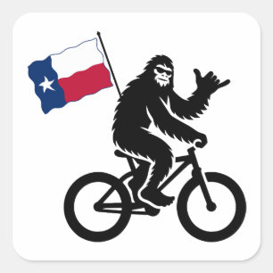 Bigfoot Cycling Texas Flag Square Sticker
