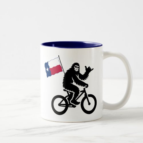 Bigfoot Cycling Texas Flag Two_Tone Coffee Mug