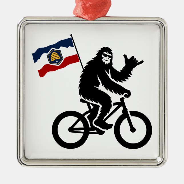 Bigfoot Cycling Utah Flag Metal Ornament (Front)