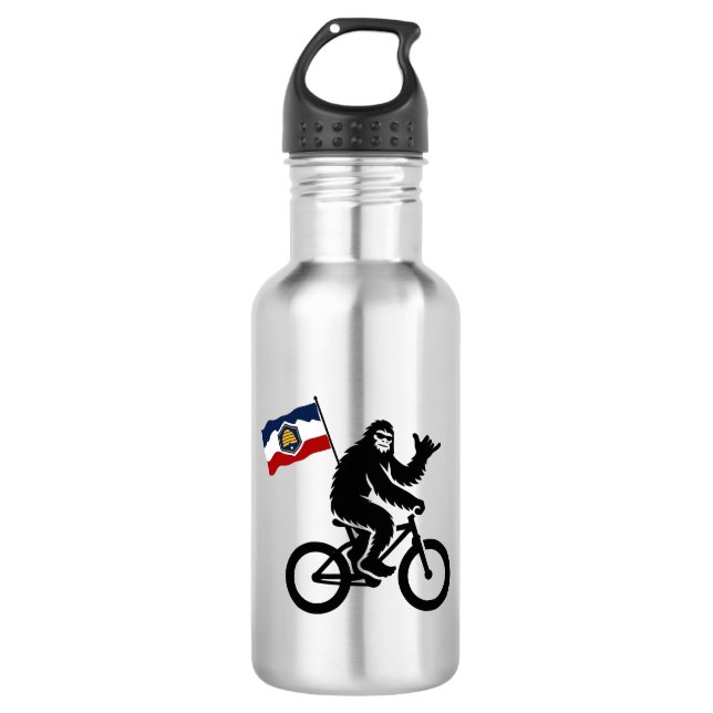 Bigfoot Cycling Utah Flag Stainless Steel Water Bottle (Front)