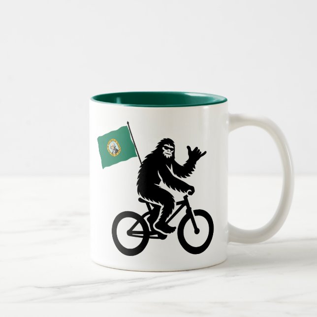 Bigfoot Cycling Washington Flag Two-Tone Coffee Mug (Right)