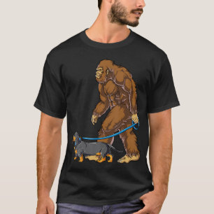 Bigfoot Dachshund Dog Walk Funny Sasquatch Lovers T-Shirt