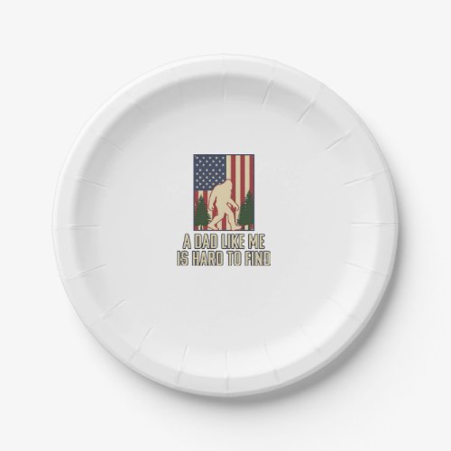 Bigfoot Dad Vintage American Flag Shirt Design_1 Paper Plates