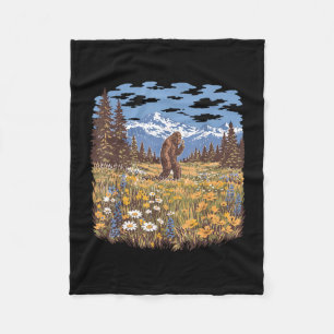 Bigfoot daisy flower vintage sasquatch forest fleece blanket