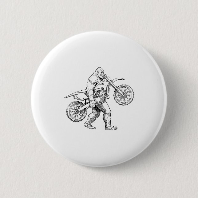 Bigfoot Dirt Bike Sasquatch Biker  Button (Front)