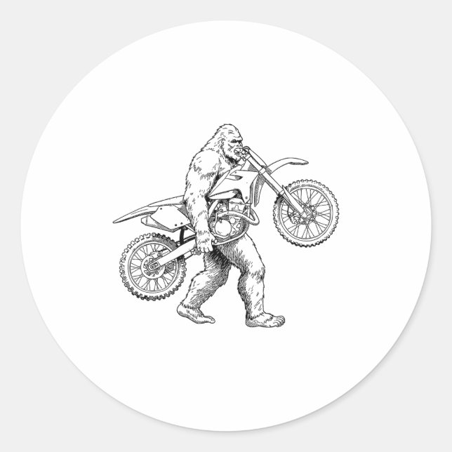 Bigfoot Dirt Bike Sasquatch Biker  Classic Round Sticker (Front)