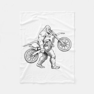 Bigfoot Dirt Bike Sasquatch Biker  Fleece Blanket