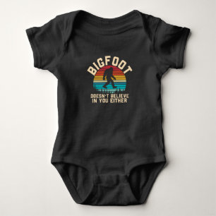 Bigfoot Doesn't Believe in you Bigfoot Retro Baby Bodysuit
