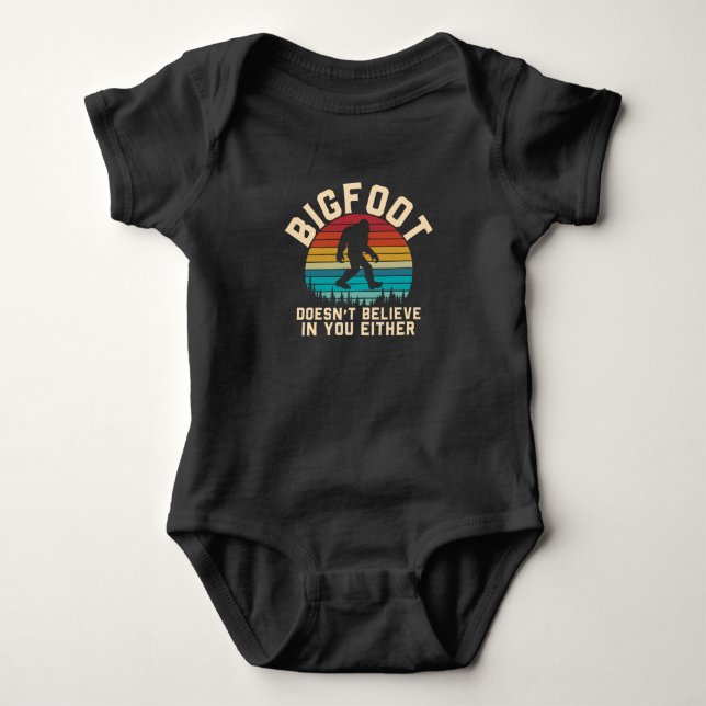 Bigfoot Doesn't Believe in you | Bigfoot Retro Baby Bodysuit (Front)
