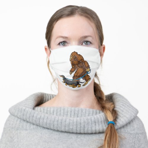 Bigfoot Dog Walk Dachshund T  Sasquatch Kids Men W Adult Cloth Face Mask