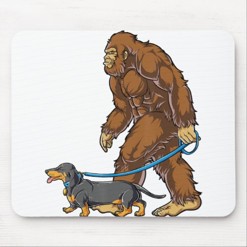Bigfoot Dog Walk Dachshund T  Sasquatch Kids Men W Mouse Pad