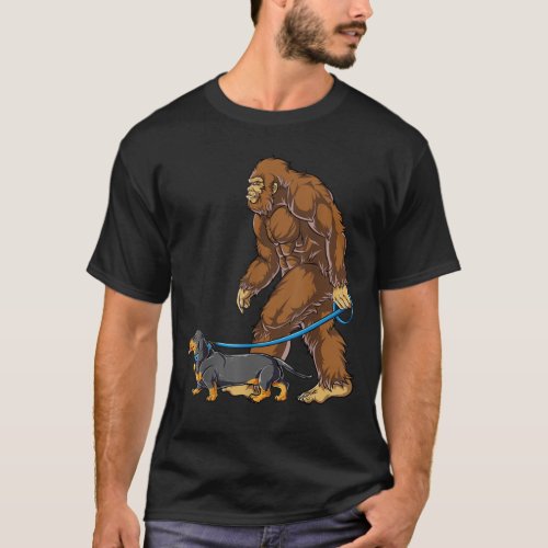 Bigfoot Dog Walk Dachshund T shirt Sasquatch Kids 