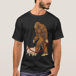 Bigfoot Dog Walk Pug Men Women Sasquatch Lover Gif T-Shirt