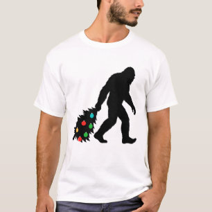Bigfoot Dragging Christmas Tree T-Shirt