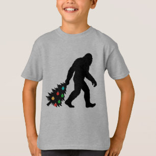 Bigfoot Dragging Christmas Tree  T-Shirt