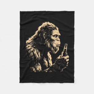 Bigfoot drinking beer funny sasquatch retro art fleece blanket