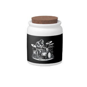 Bigfoot Drummer Sasquatch Playing Drums Musician B Candy Jar