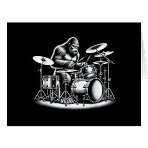 Bigfoot Drummer Sasquatch Playing Drums Musician B Cards