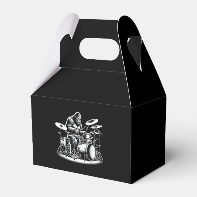 Bigfoot Drummer Sasquatch Playing Drums Musician B Favor Boxes (Front Side)