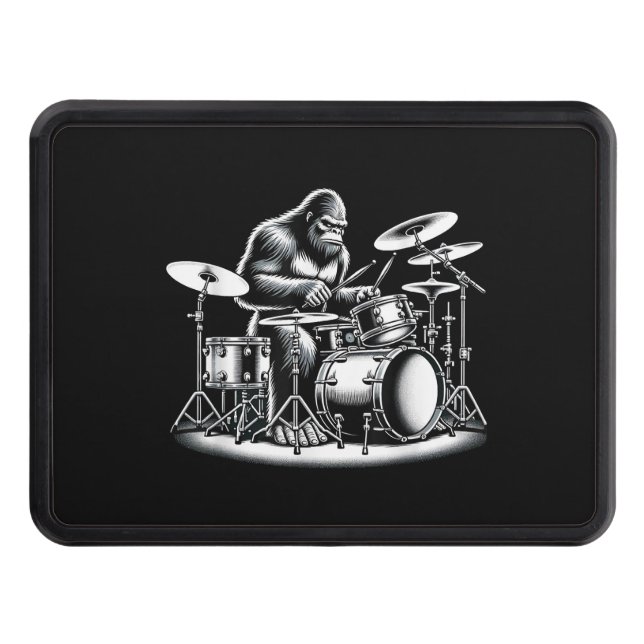 Bigfoot Drummer Sasquatch Playing Drums Musician B Hitch Cover (Front)